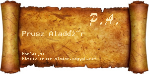 Prusz Aladár névjegykártya